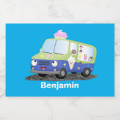 Niedlicher Happy Eis LKW Cartoon Lebensmitteletikett (Einzelnes Label)