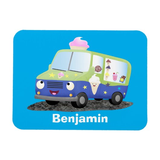 Niedlicher Happy Eis LKW Cartoon Magnet (Horizontal)