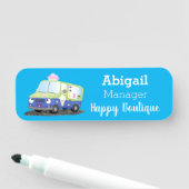 Niedlicher Happy Eis LKW Cartoon Namensschild (Beispiel)