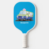 Niedlicher Happy Eis LKW Cartoon Pickleball Schläger (Vorderseite)