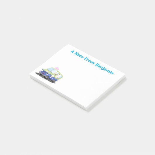 Niedlicher Happy Eis LKW Cartoon Post-it Klebezettel (angewinkelt)