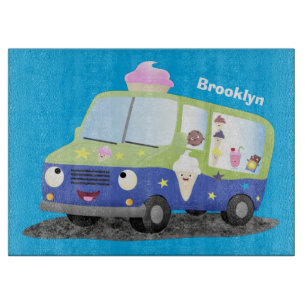 Niedlicher Happy Eis LKW Cartoon Schneidebrett