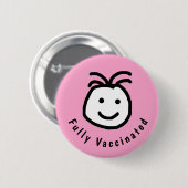 Niedlicher Happy Face Vaccated Text Button (Vorne & Hinten)