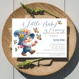 Niedlicher Happy Gnome mit Butterfly Baby Dusche Einladung