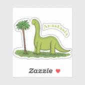 Niedlicher Happy Green Brontosaurus Dinosaurier Ca Aufkleber (Blatt)