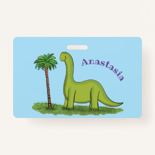 Niedlicher Happy Green Brontosaurus Dinosaurier Ca Ausweis