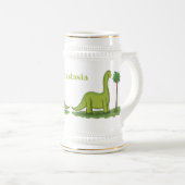 Niedlicher Happy Green Brontosaurus Dinosaurier Ca Bierglas (VorderseiteRechts)