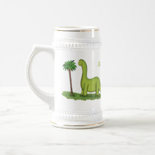 Niedlicher Happy Green Brontosaurus Dinosaurier Ca Bierglas