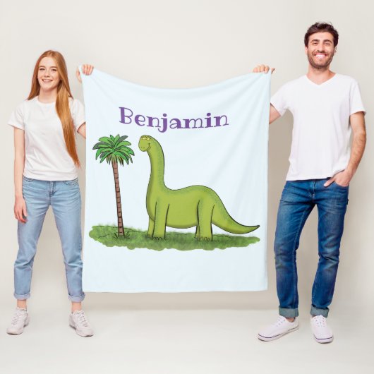 Niedlicher Happy Green Brontosaurus Dinosaurier Ca Fleecedecke (Beispiel)