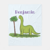 Niedlicher Happy Green Brontosaurus Dinosaurier Ca Fleecedecke (Vorderseite)