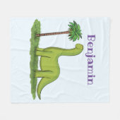 Niedlicher Happy Green Brontosaurus Dinosaurier Ca Fleecedecke (Vorderseite (Horizontal))
