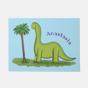 Niedlicher Happy Green Brontosaurus Dinosaurier Ca Fußmatte
