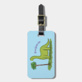 Niedlicher Happy Green Brontosaurus Dinosaurier Ca Gepäckanhänger (Vorderseite vertikal)