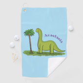 Niedlicher Happy Green Brontosaurus Dinosaurier Ca Golfhandtuch (Insitu)