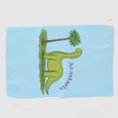 Niedlicher Happy Green Brontosaurus Dinosaurier Ca Golfhandtuch (Horizontal)