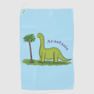 Niedlicher Happy Green Brontosaurus Dinosaurier Ca Golfhandtuch