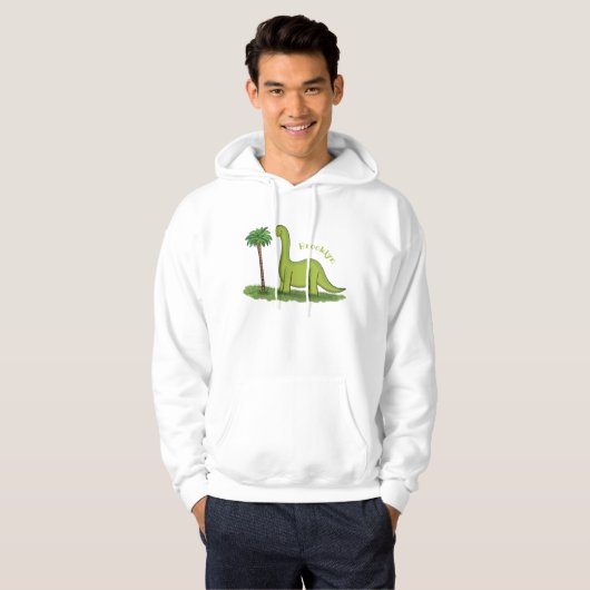 Niedlicher Happy Green Brontosaurus Dinosaurier Ca Hoodie (Vorne ganz)