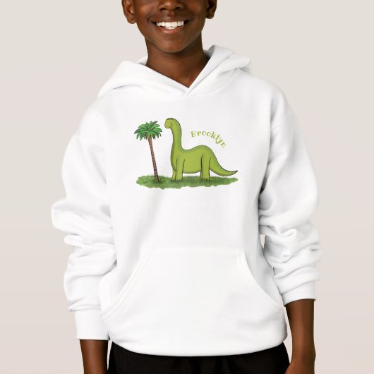 Niedlicher Happy Green Brontosaurus Dinosaurier Ca Hoodie (Vorderseite)