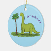 Niedlicher Happy Green Brontosaurus Dinosaurier Ca Keramik Ornament (Links)