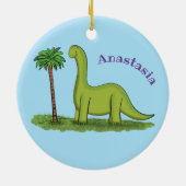Niedlicher Happy Green Brontosaurus Dinosaurier Ca Keramik Ornament (Hinten)