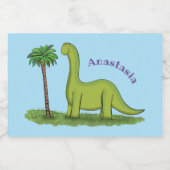 Niedlicher Happy Green Brontosaurus Dinosaurier Ca Lebensmitteletikett (Einzelnes Label)