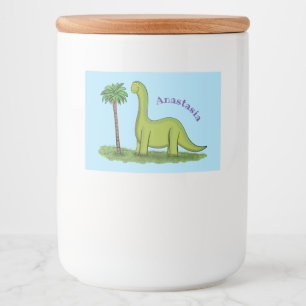 Niedlicher Happy Green Brontosaurus Dinosaurier Ca Lebensmitteletikett