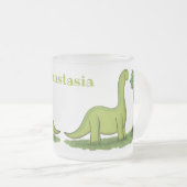 Niedlicher Happy Green Brontosaurus Dinosaurier Ca Mattglastasse (VorderseiteRechts)