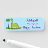 Niedlicher Happy Green Brontosaurus Dinosaurier Ca Namensschild (Beispiel)