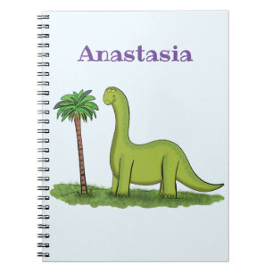 Niedlicher Happy Green Brontosaurus Dinosaurier Ca Notizblock
