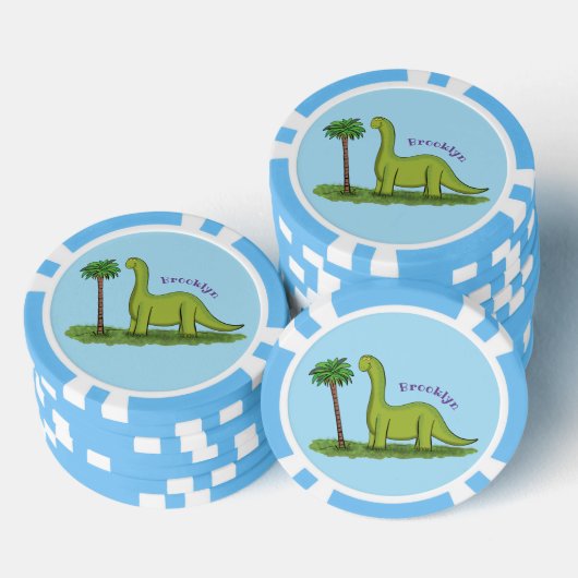 Niedlicher Happy Green Brontosaurus Dinosaurier Ca Pokerchips (Stapel)