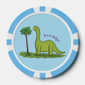 Niedlicher Happy Green Brontosaurus Dinosaurier Ca Pokerchips (Vorderseite)