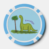 Niedlicher Happy Green Brontosaurus Dinosaurier Ca Pokerchips (Rückseite)