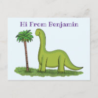 Niedlicher Happy Green Brontosaurus Dinosaurier Ca