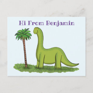 Niedlicher Happy Green Brontosaurus Dinosaurier Ca Postkarte
