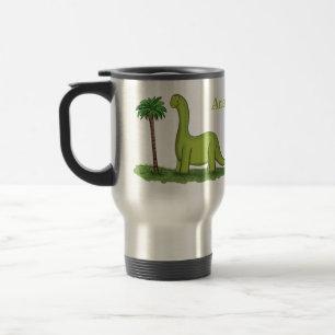 Niedlicher Happy Green Brontosaurus Dinosaurier Ca Reisebecher