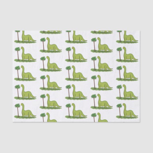 Niedlicher Happy Green Brontosaurus Dinosaurier Ca Seidenpapier (Vorderseite)