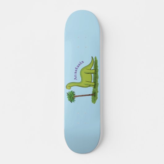 Niedlicher Happy Green Brontosaurus Dinosaurier Ca Skateboard (Vorne)