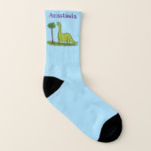 Niedlicher Happy Green Brontosaurus Dinosaurier Ca Socken (Links - Innen)