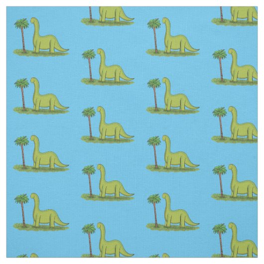 Niedlicher Happy Green Brontosaurus Dinosaurier Ca Stoff (Muster)