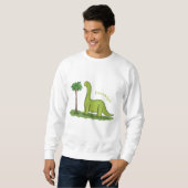 Niedlicher Happy Green Brontosaurus Dinosaurier Ca Sweatshirt (Vorne ganz)