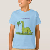 Niedlicher Happy Green Brontosaurus Dinosaurier Ca T-Shirt (Vorderseite)