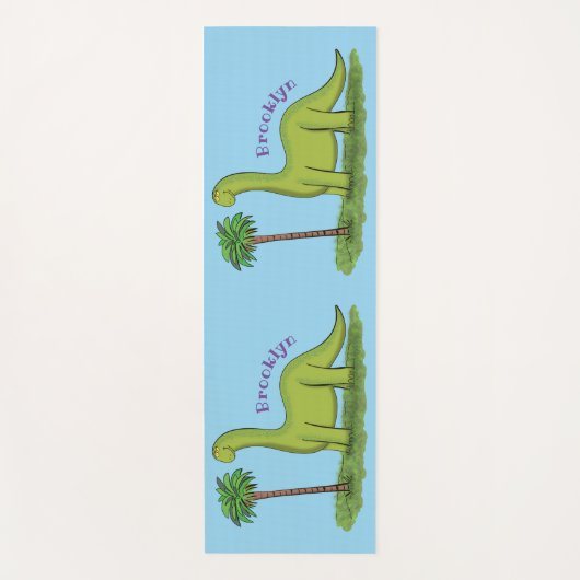 Niedlicher Happy Green Brontosaurus Dinosaurier Ca Yogamatte (Vorderseite)