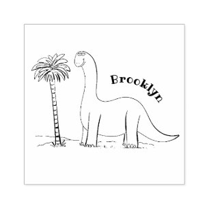Niedlicher Happy Green Brontosaurus Dinosaurier Gummistempel