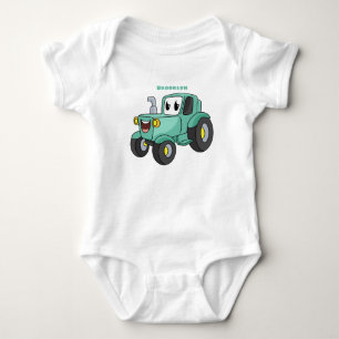 Niedlicher Happy Green Traktor Cartoon Baby Strampler