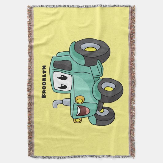 Niedlicher Happy Green Traktor Cartoon Decke (Vorderseite Vertikal)