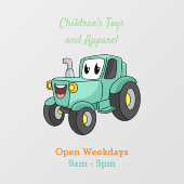 Niedlicher Happy Green Traktor Cartoon Fensteraufkleber (Blatt)