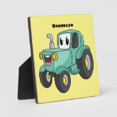 Niedlicher Happy Green Traktor Cartoon Fotoplatte (Vorderseite)