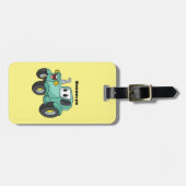 Niedlicher Happy Green Traktor Cartoon Gepäckanhänger (Vorderseite horizontal)