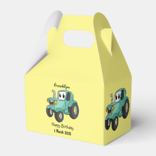 Niedlicher Happy Green Traktor Cartoon Geschenkschachtel