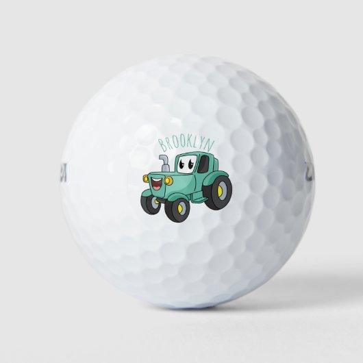 Niedlicher Happy Green Traktor Cartoon Golfball (Vorderseite)